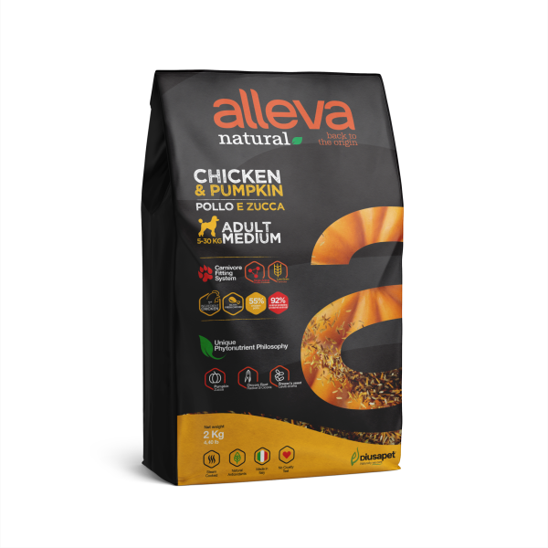 alleva נטורל בוגר עוף ודלעת מיני 2 ק''ג