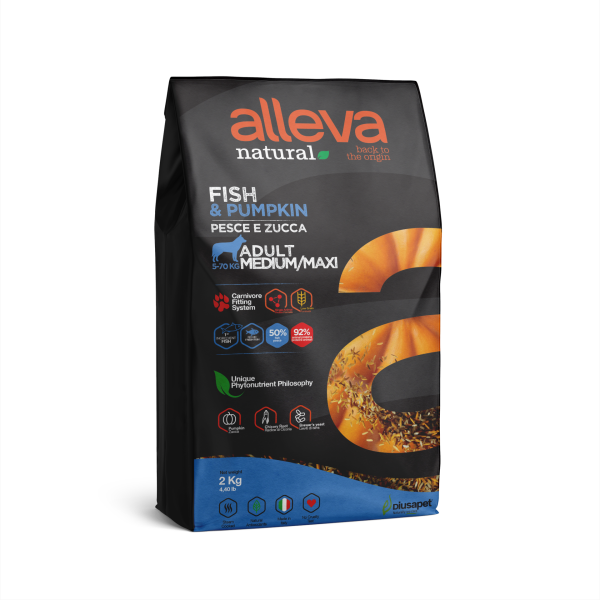alleva נטורל בוגר דג ודלעת מיני 2 ק''ג