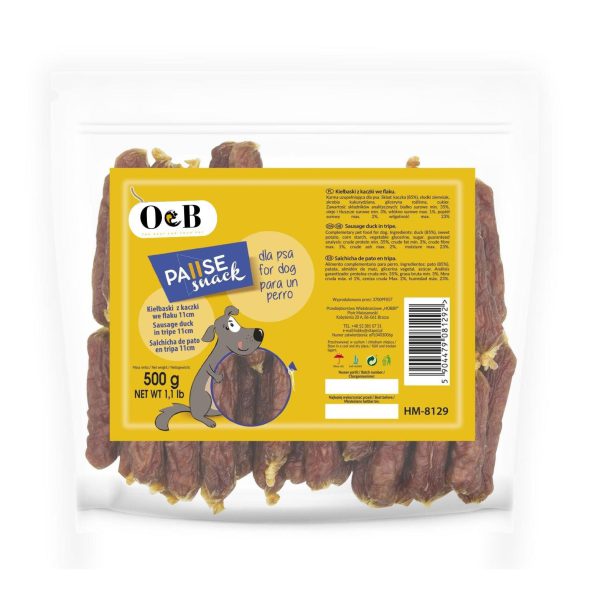 O&B חטיף נקניקיות ברווז 11 סמ 500 גרם